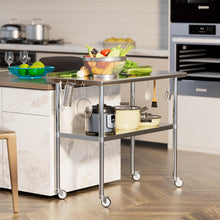 Load image into Gallery viewer, Stainless Steel Table for Prep &amp; Work 24x48 with Backsplash,Wheels,Hooks - Adjustable Height,Work Tables with Undershelf, Easy Assembly, Ideal for Kitchen, Restaurant, Hotel, Home