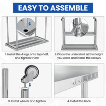 Load image into Gallery viewer, Stainless Steel Table for Prep &amp; Work 24x48 with Backsplash,Wheels,Hooks - Adjustable Height,Work Tables with Undershelf, Easy Assembly, Ideal for Kitchen, Restaurant, Hotel, Home