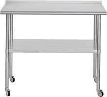 Load image into Gallery viewer, Stainless Steel Table for Prep &amp; Work 24x48 with Backsplash,Wheels,Hooks - Adjustable Height,Work Tables with Undershelf, Easy Assembly, Ideal for Kitchen, Restaurant, Hotel, Home