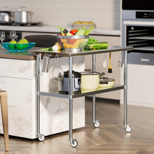 Load image into Gallery viewer, Stainless Steel Work Table 24x48 for Prep with Wheels and Hooks - Adjustable Height, Mobile Large Workspace, Easy Assembly, Ideal for Kitchen, Restaurant, Home, Workshop,Hotel