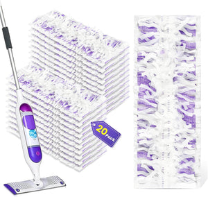 20 Count Disposable Mopping Pad Refills for Power Mop Refills, Unscented Spray Cleaning Repalcement Pads