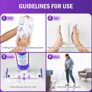 20 Count Disposable Mopping Pad Refills for Power Mop Refills, Unscented Spray Cleaning Repalcement Pads