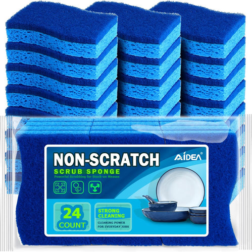 Brite Non-Scratch Scrub Sponge-24Count, Sponges for Dishes, Sponges Kitchen, Cleaning Sponge, Cleans Fast Without Scratching, Stands Up to Stuck-on Grime, Cleaning Power for Everyday Jobs