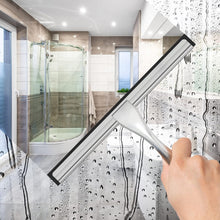Load image into Gallery viewer, All-Purpose Stainless Steel Shower Squeegee for Shower Glass Door with 2 Adhesive Hooks, Bathroom Cleaner Tool Household Window Mirror Squeegee , Cleaning Tile Wall, Car, 10 Inch Silver