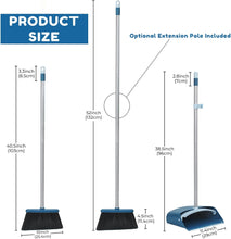 Load image into Gallery viewer, Standing Dustpan and Broom Set with 52&quot; Long Extendable Handle for Home, Indoor, Kitchen Room Office Lobby Floor Cleaning