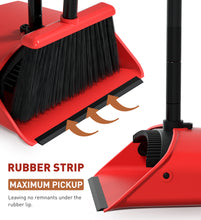 Load image into Gallery viewer, SONCAL Broom and Dustpan Set，Extendable 52&quot; Brooms for Sweeping Indoor Broom with Dustpan Combo Set for Home Kitchen Office Lobby Floor Standing Dust Pan-Red&amp;Black