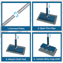 Load image into Gallery viewer, Sweeper Mop Kit Compatible with Swiffer Pads, Small Flat Mop with 2 Reusable Mop Cloths for Hardwood Kitchen Bathroom Pet Hair