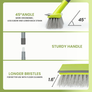 Floor Scrubber Brush, 2 in 1 Scrape and Stiff Bristle Deck Scrubber Brush for Cleaning Concrete, Patio, Garage, Kitchen, Carpet and Bathroom