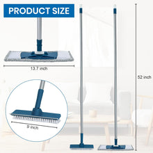 Load image into Gallery viewer, Collapsible Mop and Bucket Set with Scrub Mop and Brush, Tile Laminate Hardwood Floor Brush and Flat Mops for Floor Cleaning, Foldable Bucket with Washable Microfiber Mop(Blue)