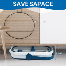 Load image into Gallery viewer, Collapsible Mop and Bucket Set with Scrub Mop and Brush, Tile Laminate Hardwood Floor Brush and Flat Mops for Floor Cleaning, Foldable Bucket with Washable Microfiber Mop(Blue)