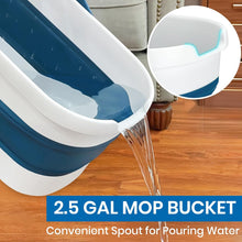 Load image into Gallery viewer, Collapsible Mop and Bucket Set with Scrub Mop and Brush, Tile Laminate Hardwood Floor Brush and Flat Mops for Floor Cleaning, Foldable Bucket with Washable Microfiber Mop(Blue)