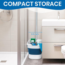Load image into Gallery viewer, Collapsible Mop and Bucket Set with Scrub Mop and Brush, Tile Laminate Hardwood Floor Brush and Flat Mops for Floor Cleaning, Foldable Bucket with Washable Microfiber Mop(Blue)