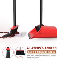 Load image into Gallery viewer, SONCAL Broom and Dustpan Set，Extendable 52&quot; Brooms for Sweeping Indoor Broom with Dustpan Combo Set for Home Kitchen Office Lobby Floor Standing Dust Pan-Red&amp;Black