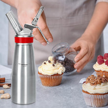 Load image into Gallery viewer, Whipped Cream Dispenser Professional Whip Cream Canister Whipped Cream Maker with 3 Decorating Stainless Nozzles (Aluminum)