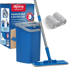 Load image into Gallery viewer, Mop and Bucket Set with 2 Washable Pads,Mop and Bucket with Wringer Set for Home Kitchen Tile Hardwood Laminate Floor Cleaning