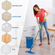 Load image into Gallery viewer, Mop and Bucket Set with 2 Washable Pads,Mop and Bucket with Wringer Set for Home Kitchen Tile Hardwood Laminate Floor Cleaning