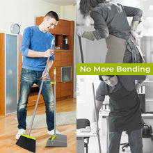 Load image into Gallery viewer, Broom and Dustpan Comb Set for Home, 52&quot; Long Handle Standing Dustpan for Home Room Kitchen Office Lobby Outdoor Floor Use