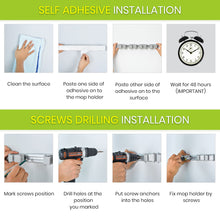 Load image into Gallery viewer, Broom and Mop Holder - 4 Position with 4 Hooks 15.7 in