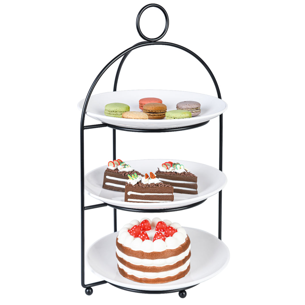 Cupcake Stand 3 Tiered Cake Dessert Fruit Cookies Appetizer Display Stand for Dessert Table Tiered Serving Tray Stand with 3 Melamine Plates 9 inch Width