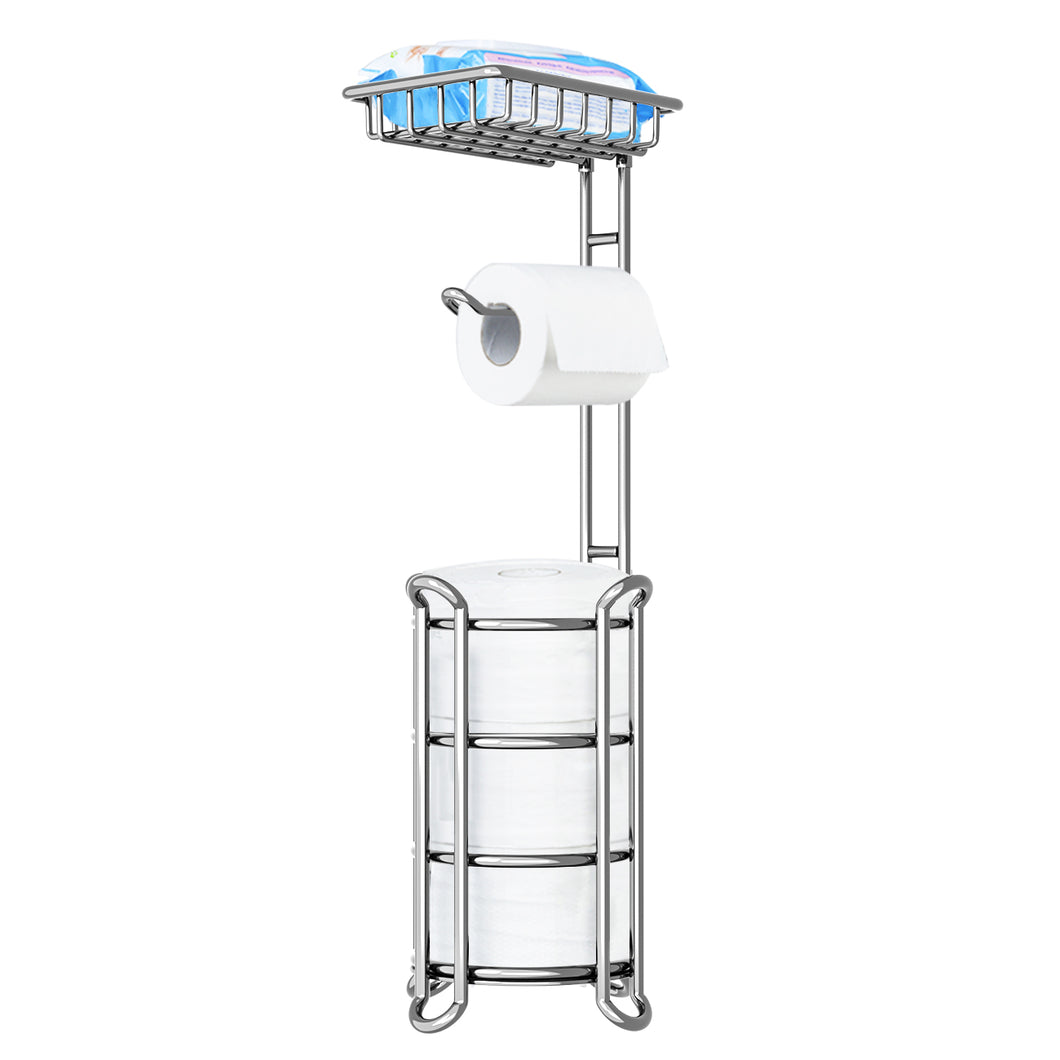 Toilet Roll Paper Holder Floor Free Standing Chrome Bathroom By Home  Discount