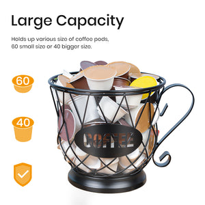 Coffee Pod Holder Mug Shape MultiUse K Cup Holder Kcup Storage Organizer for Counter Coffee Bar Black