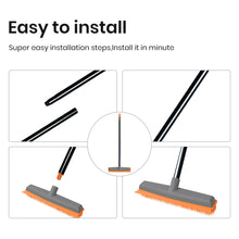 Load image into Gallery viewer, Rubber Broom Pet Hair Broom with Squeege Push Broom Carpet Rake