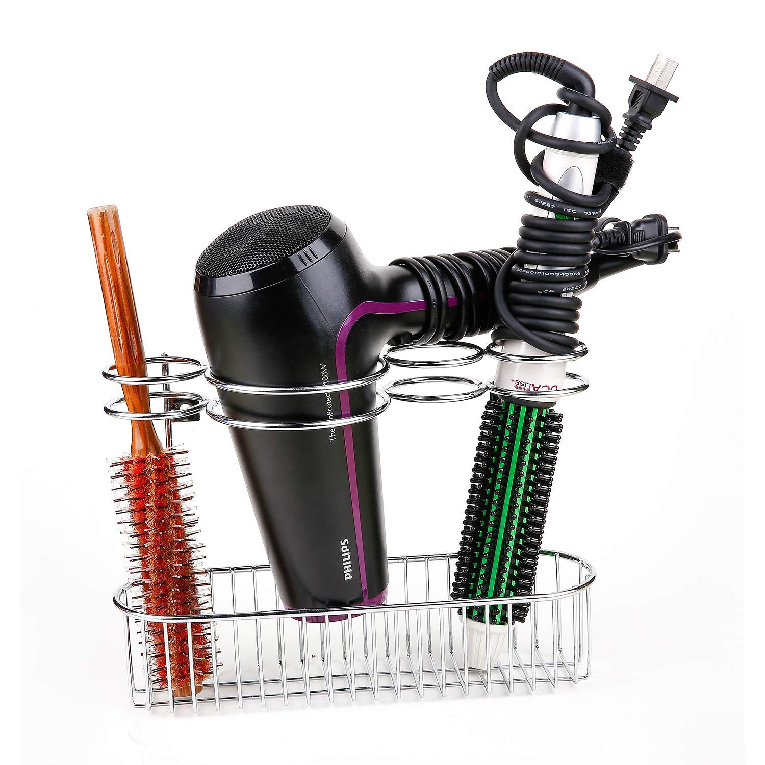 Hair Dryer Holder Shelf,Wall Mount &Over Cabinet Door Hair Care