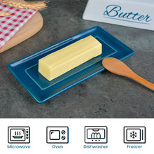 Load image into Gallery viewer, Butter Dish Ceramic Porcelain Butter Keeper Butter dish with Lid and Handle for Countertop Refrigerator Perfect for East West Coast Butter Navy Blue