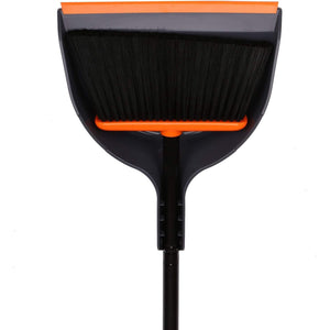 TreeLen Angle Broom and Dustpan Set, Dust Pan Snaps on Broom Handles Orange