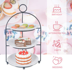 Cupcake Stand 3 Tiered Cake Dessert Fruit Cookies Appetizer Display Stand for Dessert Table Tiered Serving Tray Stand with 3 Melamine Plates 9 inch Width