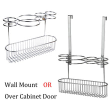 Load image into Gallery viewer, Hair Dryer Holder Shelf,Wall Mount &amp;Over Cabinet Door Hair Care &amp; Styling Tool, Hot Styling Tool Organizer Storage Organizer Rack for Hair Dryer, Flat Iron, Curling Wand, Hair Straighteners, Brushes
