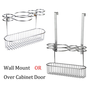 Hair Dryer Holder Shelf,Wall Mount &Over Cabinet Door Hair Care & Styling Tool, Hot Styling Tool Organizer Storage Organizer Rack for Hair Dryer, Flat Iron, Curling Wand, Hair Straighteners, Brushes