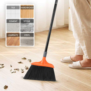 Heavy-Duty Broom, Long Handle Angle Broom for Garages, Courtyard, Sidewalks, Decks and Outdoor Surfaces, Perfect for Home Kitchen Room Office Floor