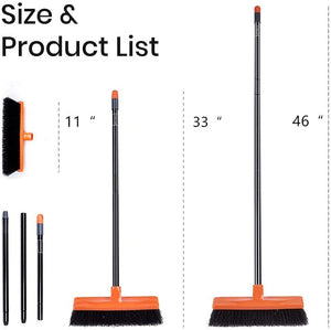 Push Broom Multi-Surface Outdoor Broom with Stiff Bristles for Sidewalk Driveway Yard Patio Decks Garage Cleaning