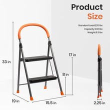 Load image into Gallery viewer, 2-Step Ladder, 330lbs Capacity Folding Metal Step Stool for Adults, Portable Step Ladder, Anti-Slip, Sturdy （New Color）