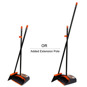 Broom and Dustpan Set, Sweep Set, Upright Broom and Dust pan Combo with 54 Inch Long Handle, Orange and Dark Grey