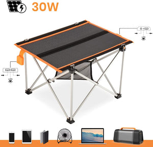 Folding Camping Table | Portable Solar Table with Storage Bag | Ultralight Folding Table for Outdoor, Picnic, Beach, BBQ, Hiking, Backpacking