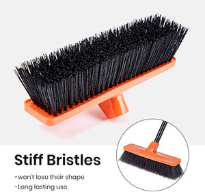Push Broom Multi-Surface Outdoor Broom with Stiff Bristles for Sidewalk Driveway Yard Patio Decks Garage Cleaning