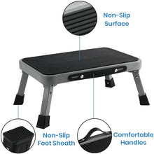 Load image into Gallery viewer, 1-Step 330lbs Capacity Folding Metal Step Stool, Portable Step Ladder, Non-Slip, Sturdy
