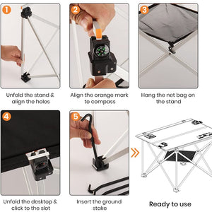 Folding Camping Table | Portable Solar Table with Storage Bag | Ultralight Folding Table for Outdoor, Picnic, Beach, BBQ, Hiking, Backpacking