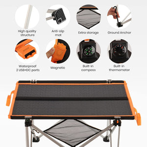 Folding Camping Table | Portable Solar Table with Storage Bag | Ultralight Folding Table for Outdoor, Picnic, Beach, BBQ, Hiking, Backpacking
