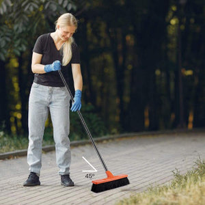 Push Broom Multi-Surface Outdoor Broom with Stiff Bristles for Sidewalk Driveway Yard Patio Decks Garage Cleaning