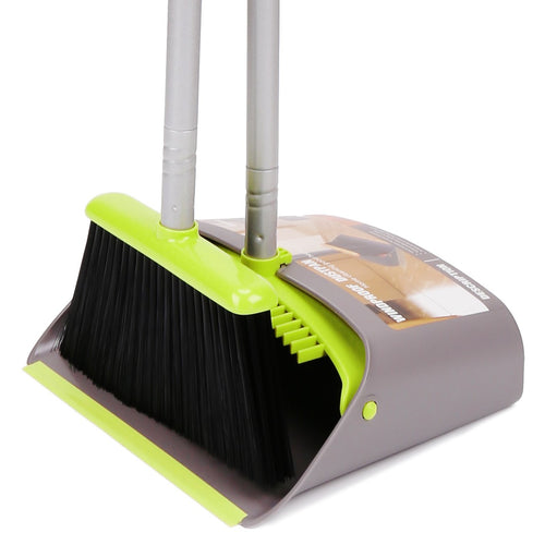 Broom and Dustpan＆Dust pan Set-Upright Broom and Dustpan Combo with Long Extendable Handle for Lobby Kitchen Room Floor Best Cleaning Supplies