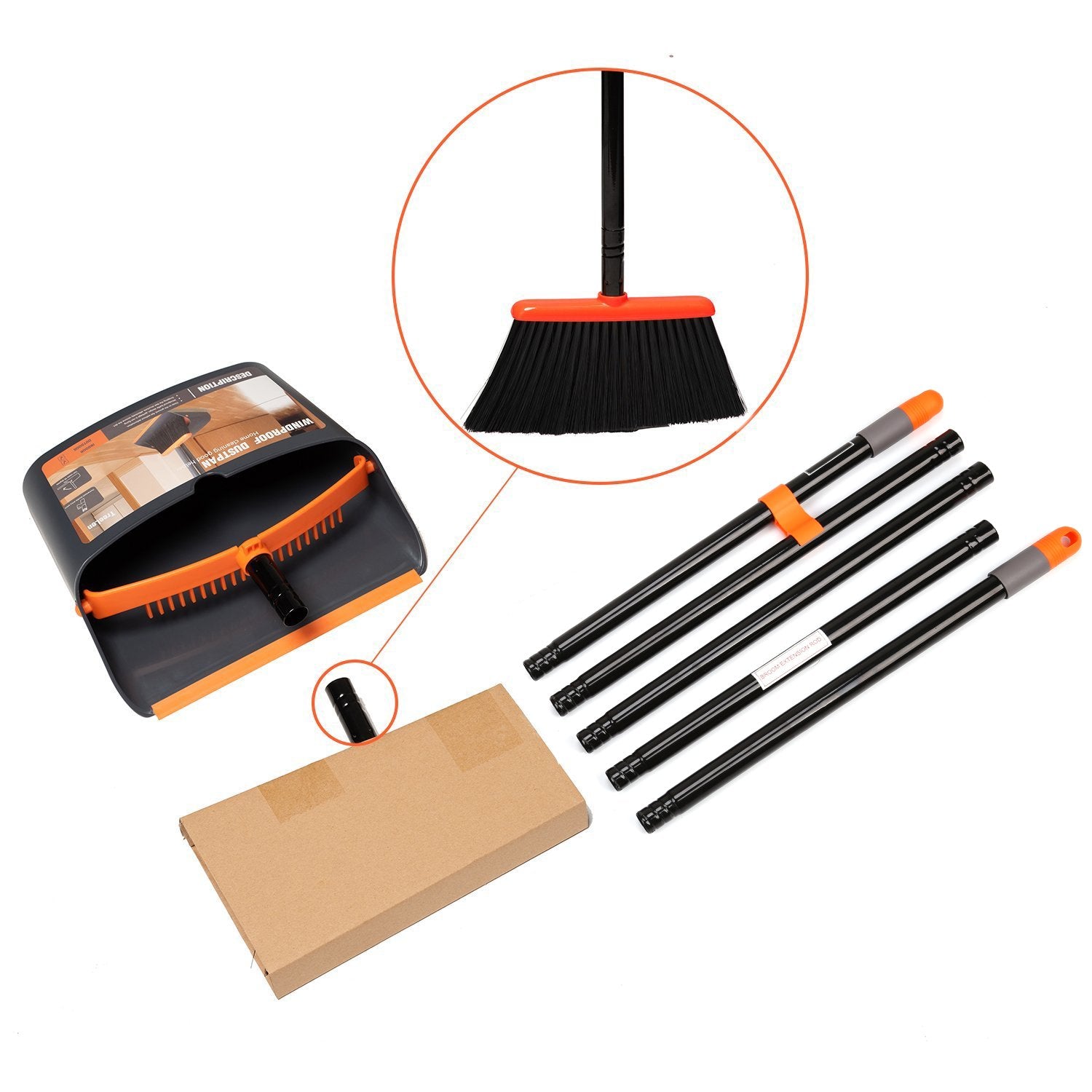 Broom and Dustpan Set, Sweep Set, Upright Broom and Dust pan Combo