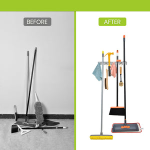 Broom and Mop Holder - 4 Position with 4 Hooks 15.7 in