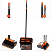 Load image into Gallery viewer, Broom and Dustpan Set, Sweep Set, Upright Broom and Dust pan Combo with 54 Inch Long Handle, Orange and Dark Grey