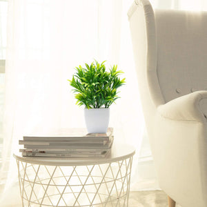 Faux Plants Mini Potted Plastic Fake Green Plant Artificial Plants Aloe with White Square Pots for Home Decor (White Square Plastic Pots)