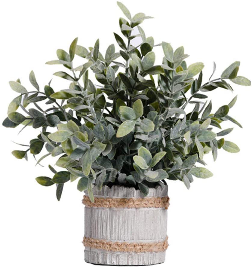 OAVQHLG3B Mini Artificial Plants, Plastic Fake Green Grass Faux Greenery  Topiary Shrubs with Grey Pots for Bathroom Home Office Décor, House  Decorations 