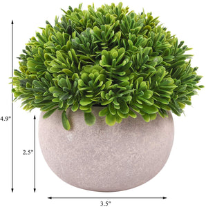 4 Packs Artificial Mini Potted Plants Plastic Faux Topiary Shrubs Fake Plants for Bathroom Home Office Desk Decorations