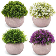 Load image into Gallery viewer, 4 Packs Artificial Mini Potted Plants Plastic Faux Topiary Shrubs Fake Plants for Room Office Desk Decoration